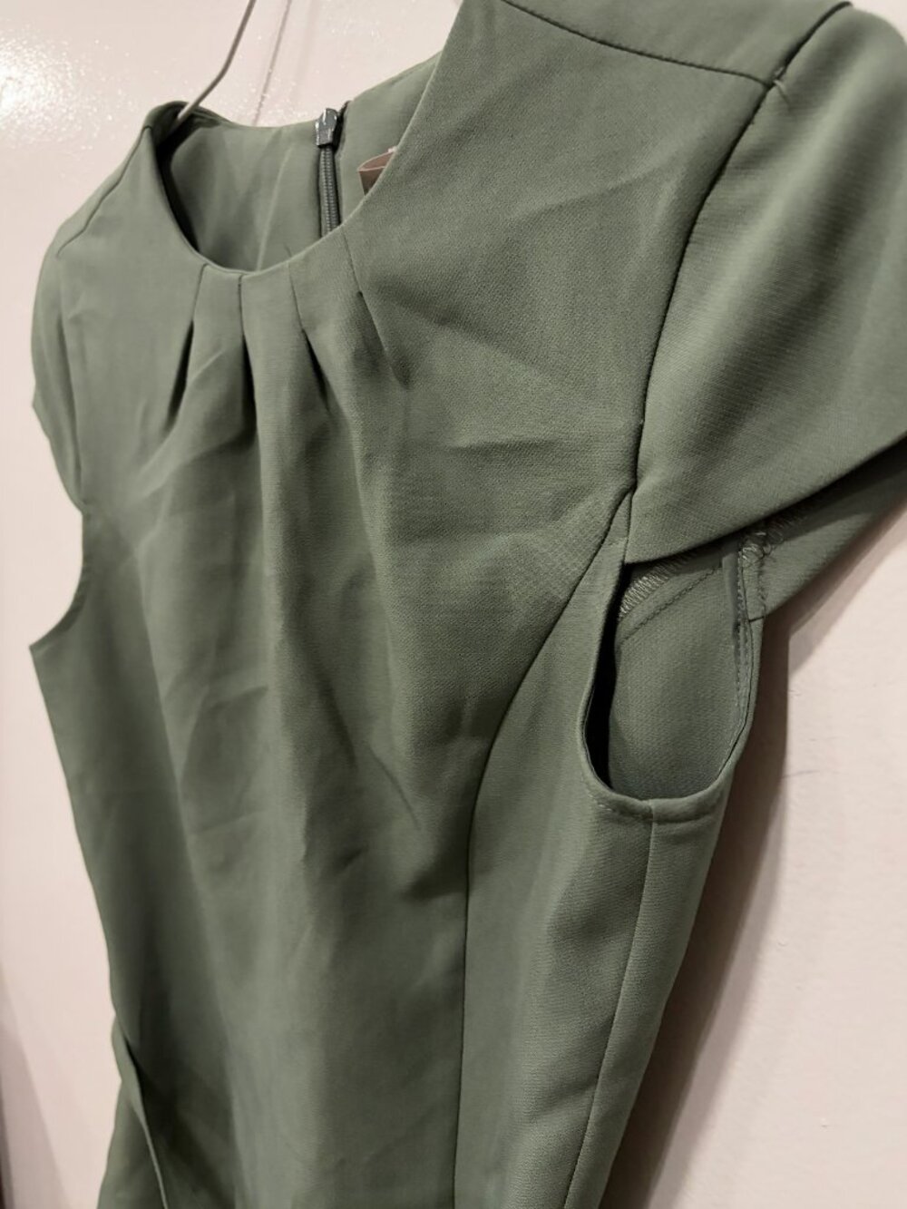 NWT H&M Belted Midi Office Dress Cap Sleeve Green - Size XXS - Picture 10 of 14